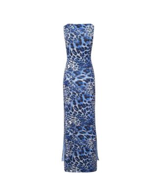Women's GODDESS DRESS LEOPARD BLUE