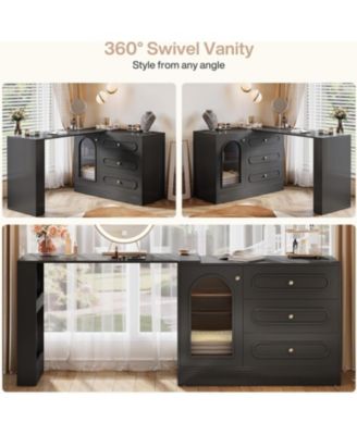 78-Inch Vanity Desk  3 Drawers, with Reversible Cabinet