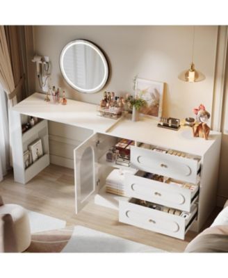 78-Inch Vanity Desk  3 Drawers, with Reversible Cabinet