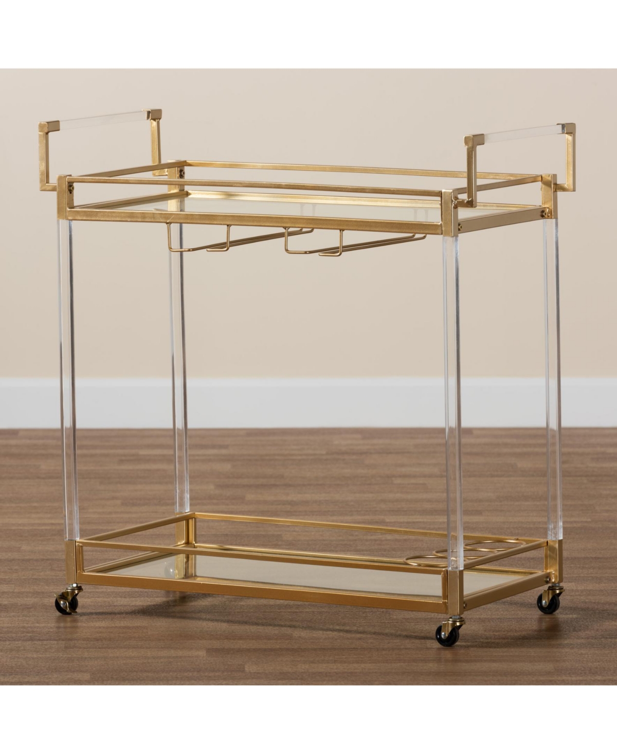 Furniture Savannah 15.9" Glass Contemporary Wine Cart