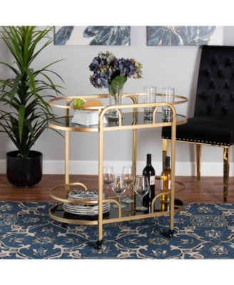 Furniture Leighton 18" Glass Contemporary Wine Cart