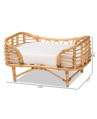 Malino 23.6" Rattan Bohemian Pet Bed with Cushion