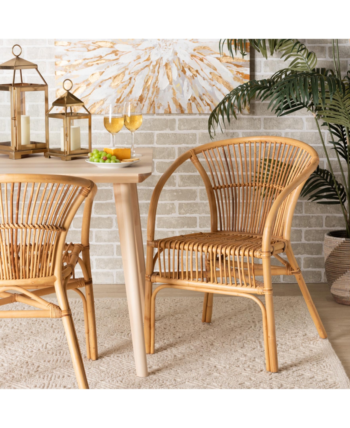 Furniture Murai 31.5" Rattan Bohemian Dining Chair
