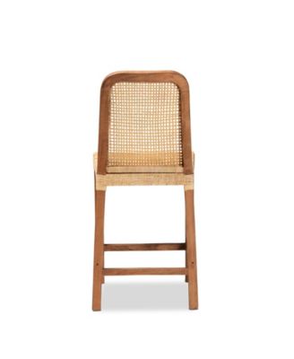 Caspia 20.25" Rattan Mid-Century Counter Stool