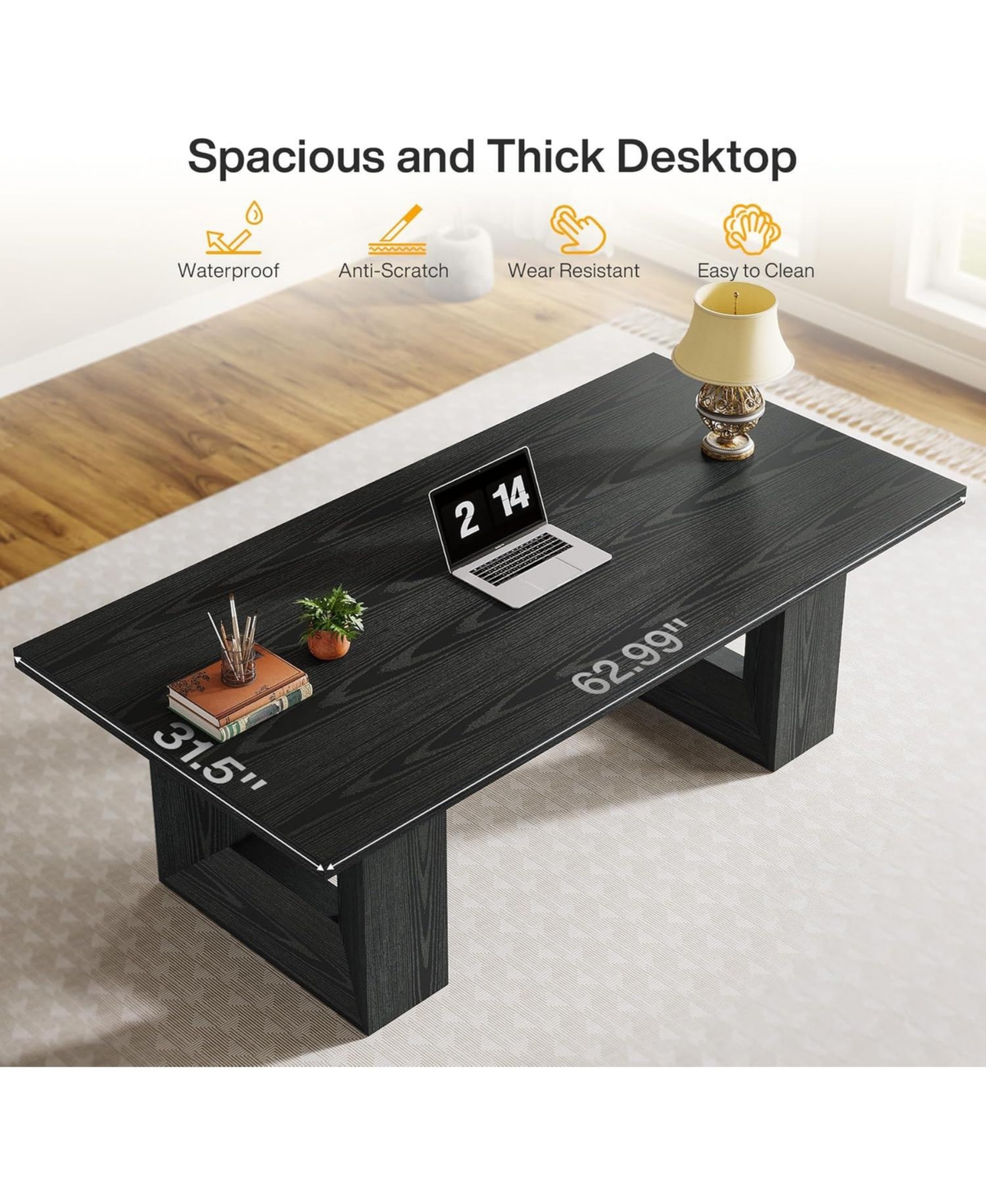 Tribesigns Home Office Desk, 62.99" Large Farmhouse Executive Computer Table, Writing Table