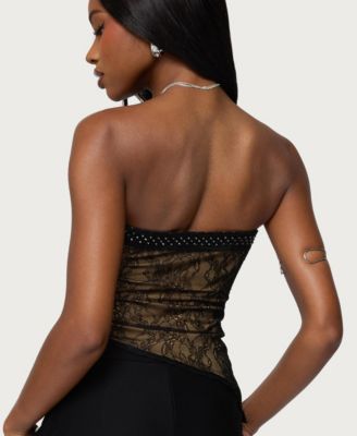Women's Fia Rhinestone Strapless Lace Top