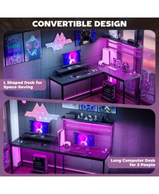 L Shaped Desk, Convertible Corner Desk for Small Space,