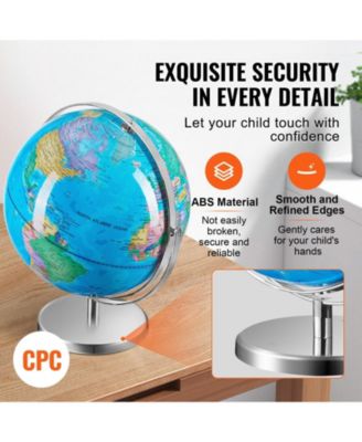 Illuminated World Globe 13" Educational LED Constellation Globe Metal Base