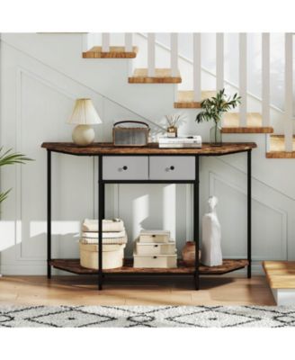 51" Console Table with 2 Drawers Open Storage Shelf 2-Tier Entryway Table