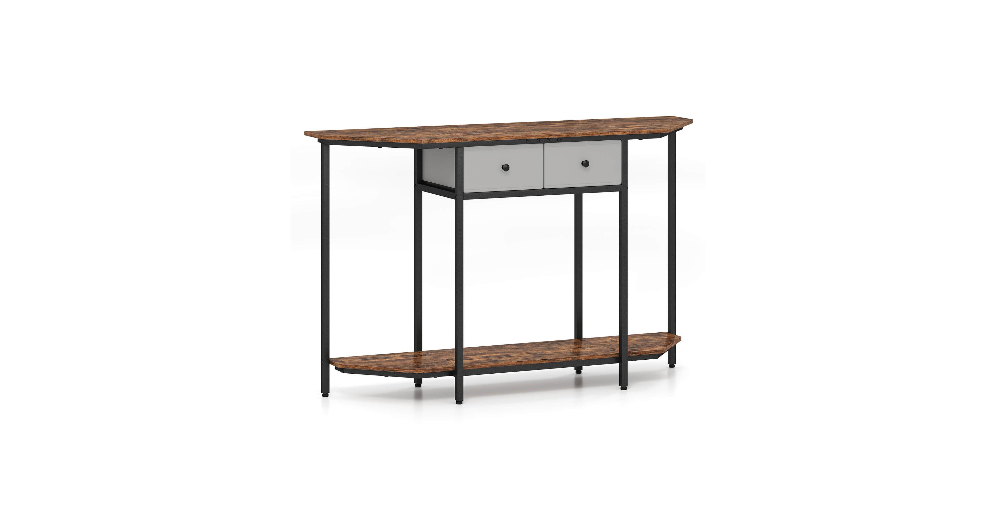 Costway 51" Console Table with 2 Drawers Open Storage Shelf 2-Tier Entryway Table