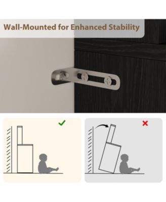 Vanity Desk with Large Lighted Mirror, 45.9" Makeup Vanity Table, 3 Light Modes & Power Outlet, 8 Drawers, Wall-Mounted, for Bedroom
