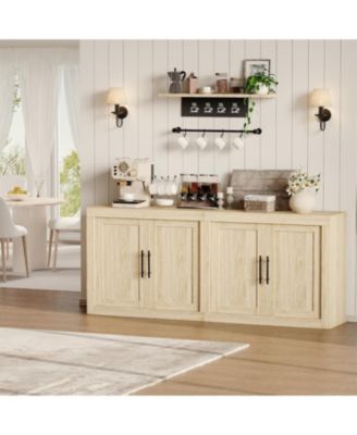 70.8" Sideboard Buffet Cabinet with Storage, 4-Door Mid-Century Modern Wood Credenza, Coffee Bar & Media Console for Living Room