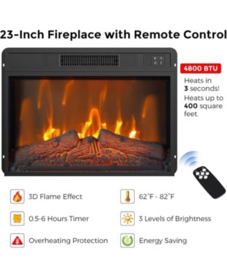 67" Fireplace TV Stand with 23" Insert, 3 Brightness Levels, Remote & Timer, Media Console