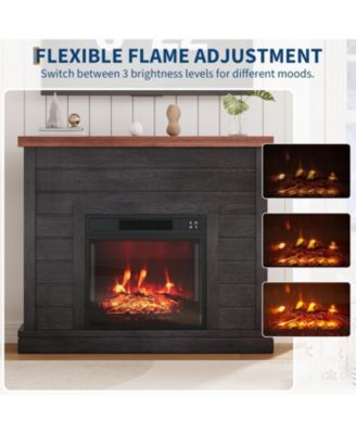 38" Fireplace Mantel with 19" Insert Heater, Adjustable Flame Brightness, Remote Control