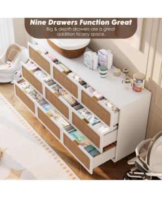 Rattan 9 Drawer Dressers for Bedroom