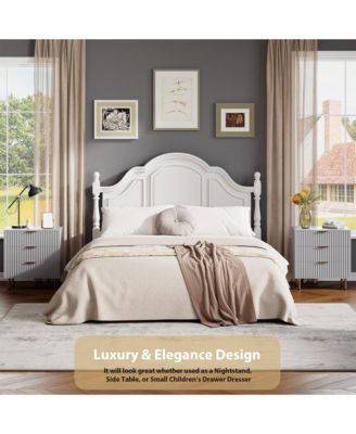 Fluted 3 Drawer Storage Dresser, Tall Modern Chest with Ample Deep Drawers and Wide Top