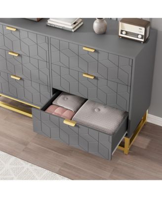 6 Drawer Dresser with Wide Storage, Dresser Chest Organizer with Metal Legs, Modern Dressers & chests of Drawers