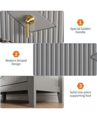 54"W 7-Drawer Modern Wood Chest with Metal Handles, Bedroom Storage Cabinet Dresser