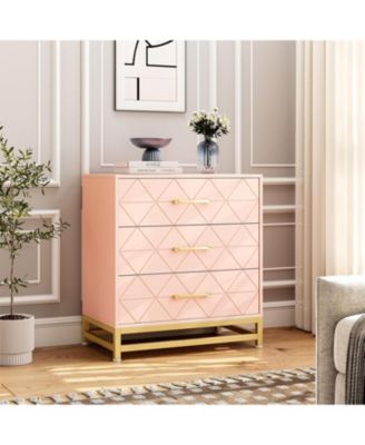 3-Drawer Bedroom Dresser, Modern Wide Drawer Chest with Metal Handles, Wooden Storage Organizer for Bedroom