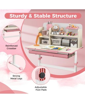 Kids Multifunctional Study Table Study Desk w/ Tiltable Desktop Book Stand