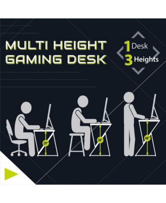 Genesis Electric Adjustable Height Gaming Desk with USB Charging and RGB Lighting White Ergonomic Standing Desk for Professional Gamers