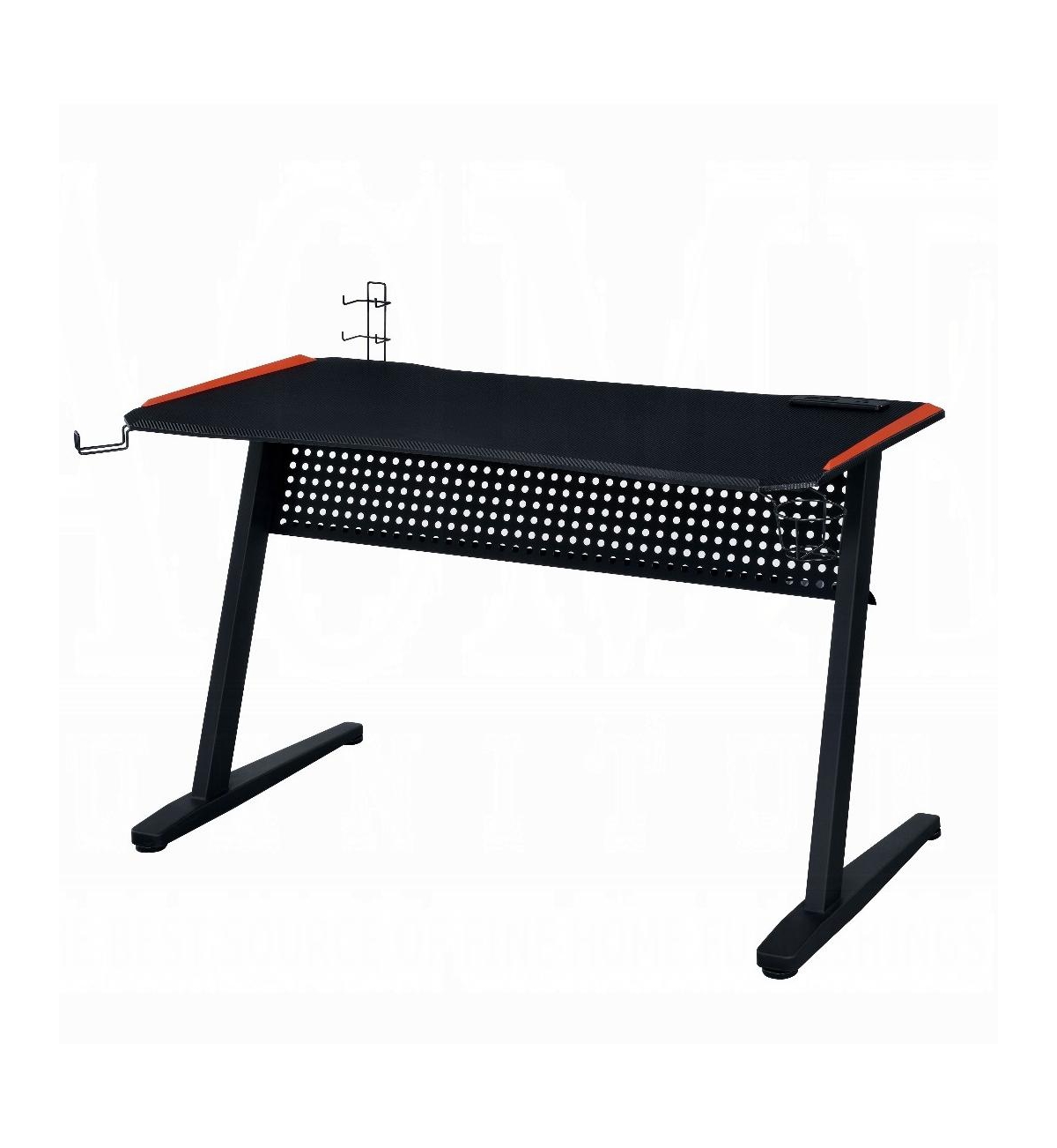 Flynama Gaming Desk, Black & Red, Led Lights, Usb Port, 47" Surface & Ergonomic Design
