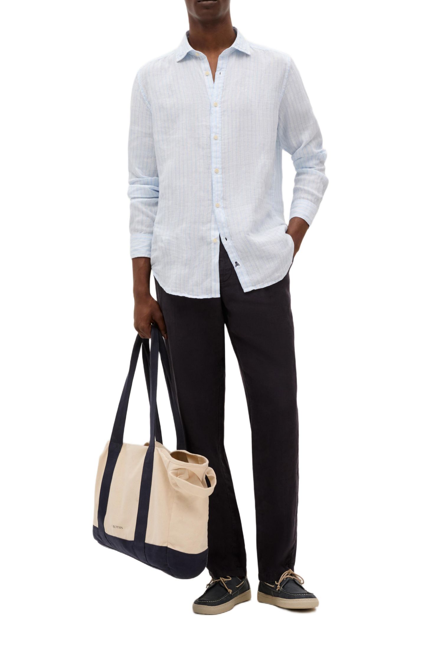 Мужская рубашка Scalpers New Fancy Linen Shirt., цвет: Skyblue Stripes — фото 2