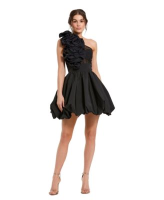 Women's Taffeta One Shoulder Ruffle Bubble Mini Dress
