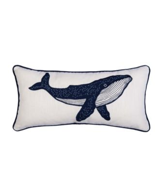Blue Whale Embroidered Throw Pillow