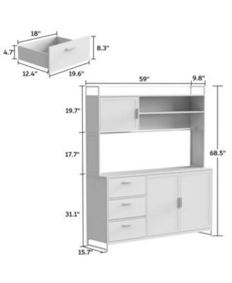 Brown Buffet Sideboard Cabinet with Metal Mesh Doors, 3-Drawers