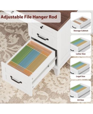 60" Farmhouse Executive Desk with File Drawers, Charging Station, Cabinet Storage, Home Office Computer Writing Desk