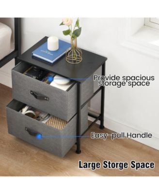 2 Drawer Dresser Nightstand, Black Small Bedside Table with Fabric Drawers, End Table for Bedroom, Living Room, Dorm