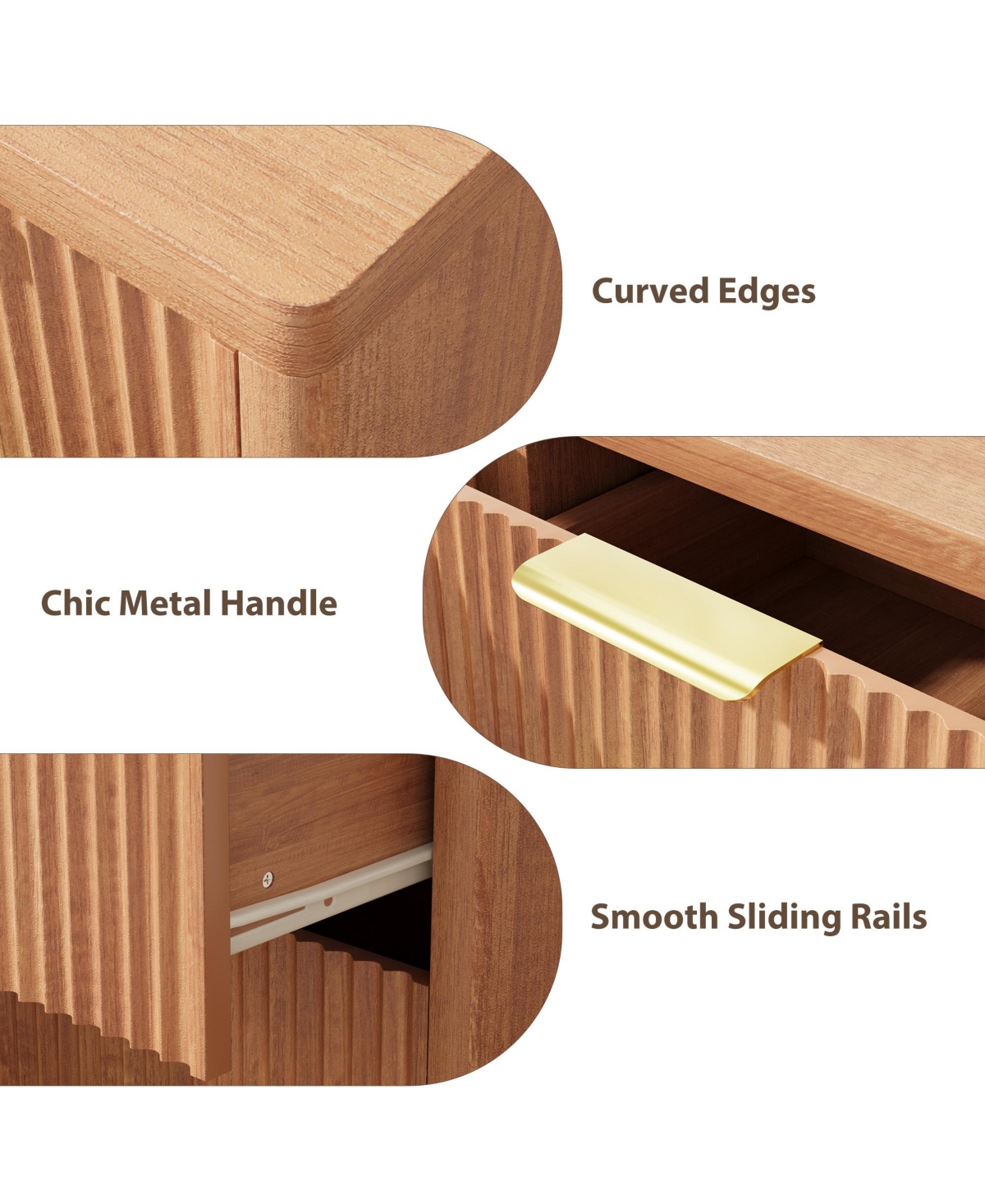 47 in Modern Sideboard Buffet Cabinet with 3 Drawers and 2 Door Storage Wood Buffet Table