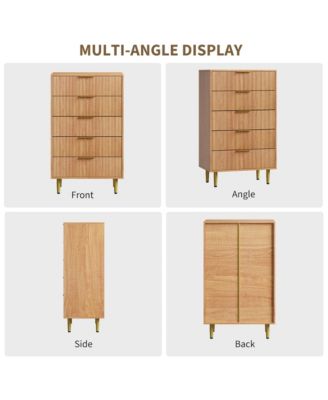 5-DrawerWooden Fluted Design, Smooth-Glide Drawers, Durable Construction Dresser