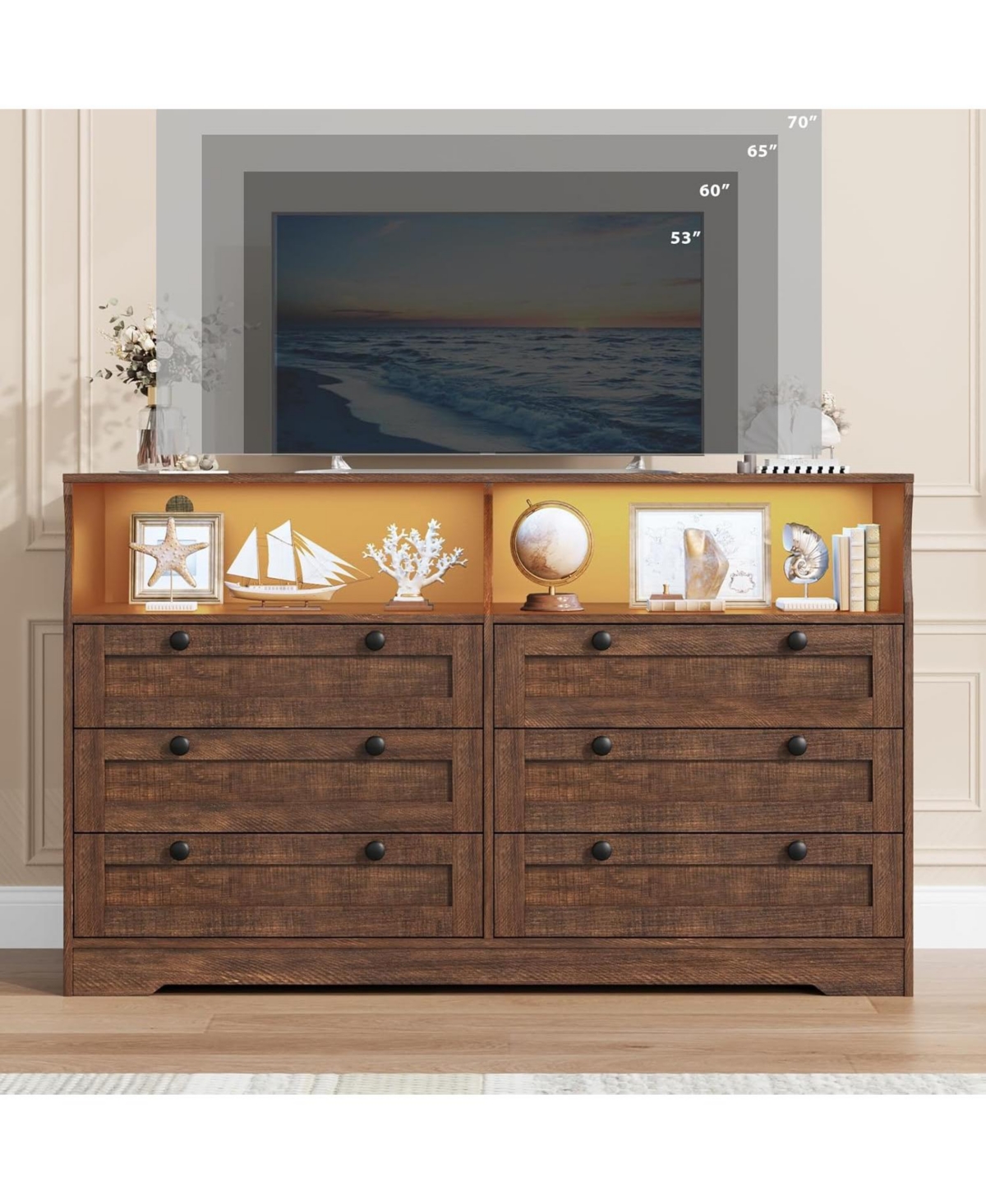 gaomon Wooden 6-Drawer Bedroom Dresser Chest