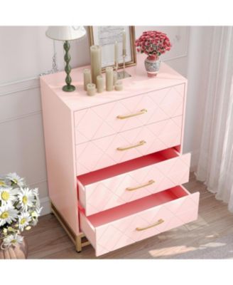 4-Drawer Engineered Wood Soft-Close Glides, Anti-Tip Kit, Space-Saving Design Tall Dresser