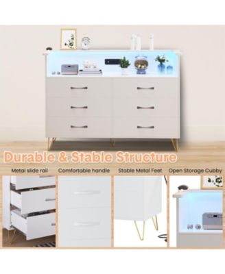 6-Drawer Dresser with RGB LED Lights – Large Storage Chest for Bedroom, Entryway, Living Room, Stylish TV Stand Cabinet