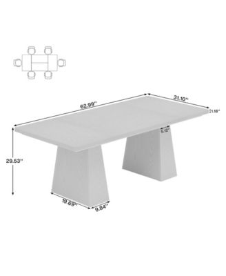 63-Inch Dining Table with Double Pedestal Base, Modern Kitchen Tabl, Espresso Brown