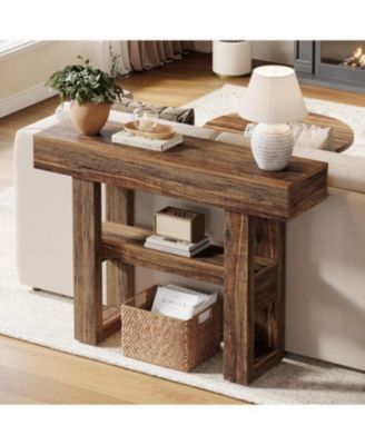 41.34-Inch Farmhouse Console Table, 2-Tier Narrow Sofa Table Behind The Couch, Entryway Furniture