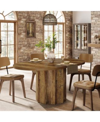 Oval Dining Table for 4-6 People, 55-Inch Kitchen Table with Rounded Edge Tabletop (No Chairs Included)