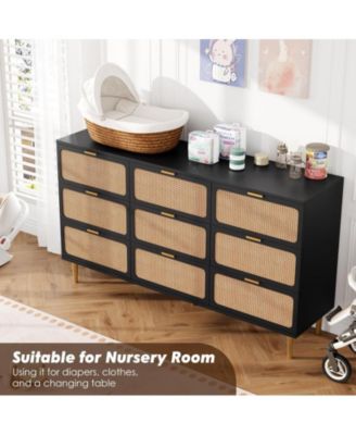Rattan 9 Drawer Dressers for Bedroom