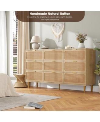 Rattan 9 Drawer Dressers for Bedroom