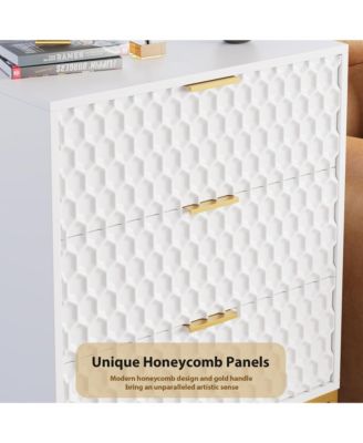 Modern 3 Drawer Dresser, Nightstand with Wide Top, Chest of Drawers