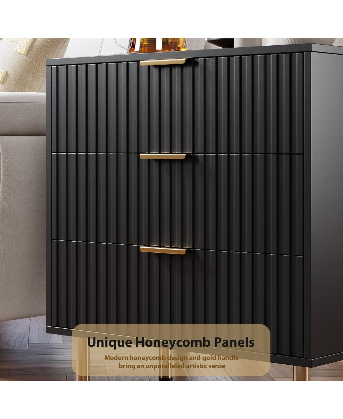 Gaomon Fluted Drawer Storage Dresser