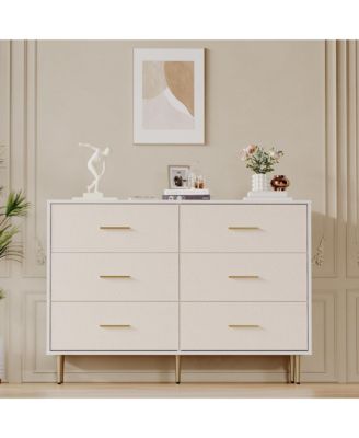 6 Drawer Dresser, Modern White Chest of Drawers