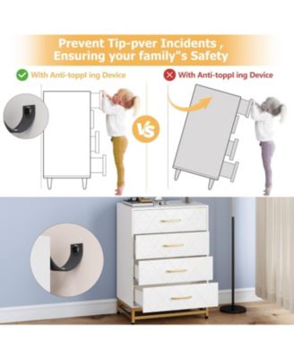 3-Drawer Bedroom Dresser, Modern Wide Drawer Chest with Metal Handles, Wooden Storage Organizer for Bedroom