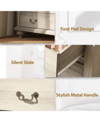 Rustic Grey 9-Drawer Bedroom Dresser, 37.8" Tall Wood Chest with Wide Drawers & Carved Metal Handles, Sturdy Organizer for Living Room Hallway