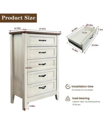 Vintage 5-Drawer Dresser, Storage Chest for Kids Nursery, or Living Room