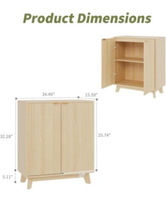 34.49" Fluted Accent Sideboard Buffet Cabinet (2pcs), Modern Credenza with Doors & Adjustable Shelves, Coffee Bar Console for Living Room