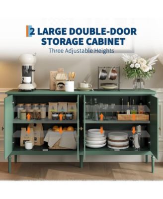 59" Wide Wood with Storage for Kitchen, Dining Room, Living Room or Entryway Buffet Cabinet